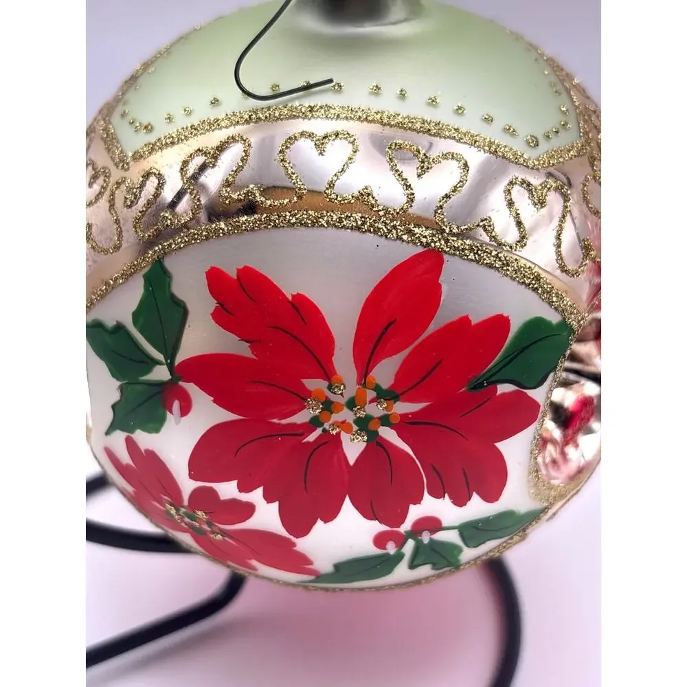 Hallmark Keepsake Ornament Gold Indent Poinsettia Design 1998 & Acrylic Ornament